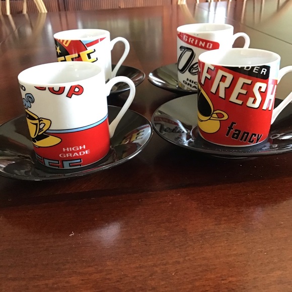 NEW Espresso Cups with Saucers (Set of 4) - Picture 2 of 3